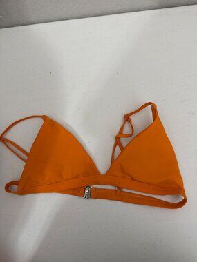Orange Triangle Bikini Top Adjustable Straps Metal Clasp Back Large Juniors